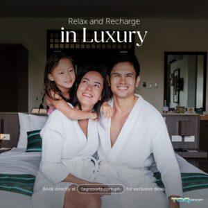 A family relaxing inside a hotel room in Palawan